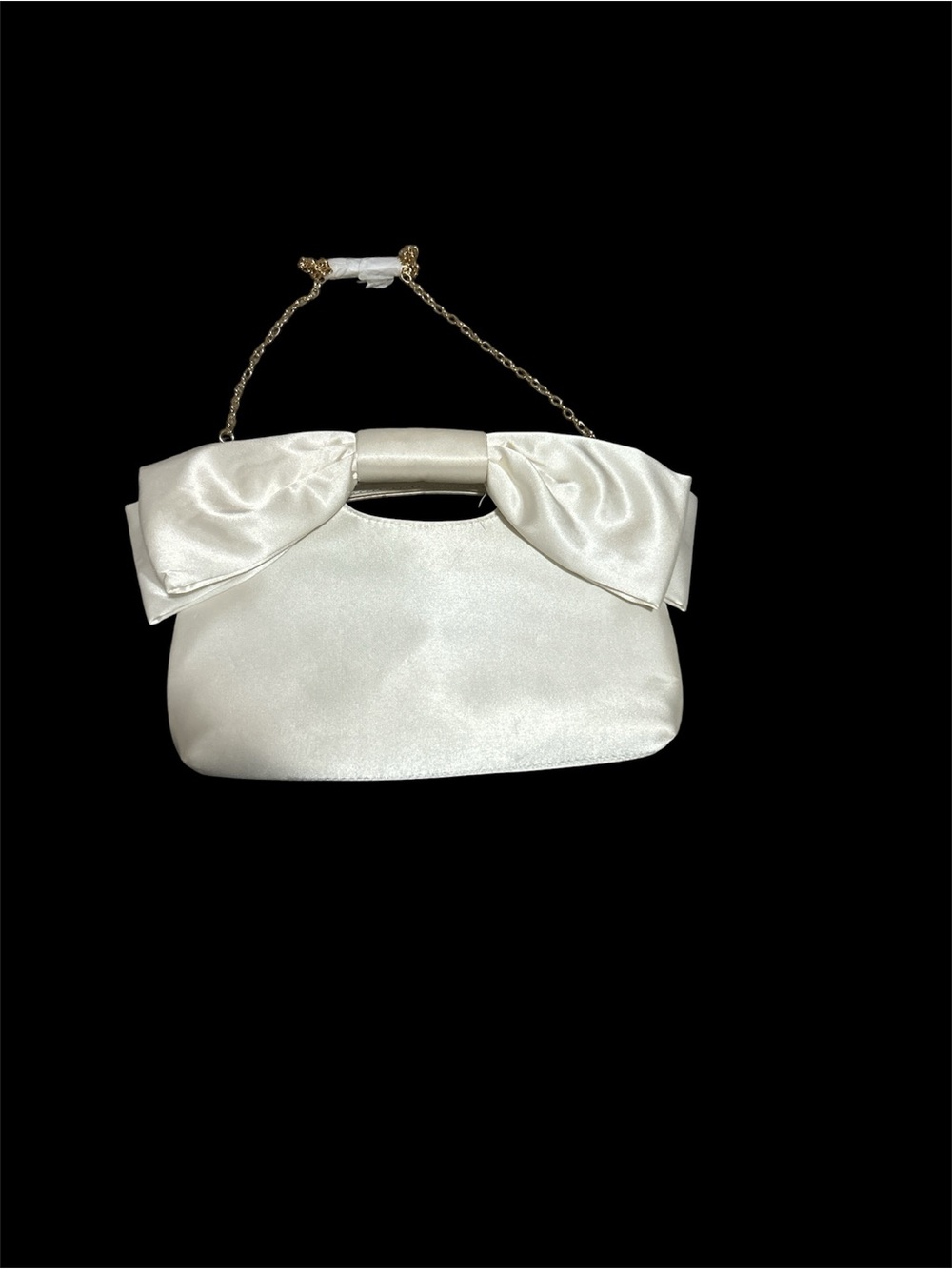 Nina Ivory Satin Bow-Detail Evening Clutch